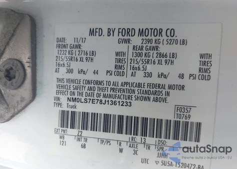 2018 Ford Transit Connect Xl from USA, damaged, VIN NM0LS7E78J1361233